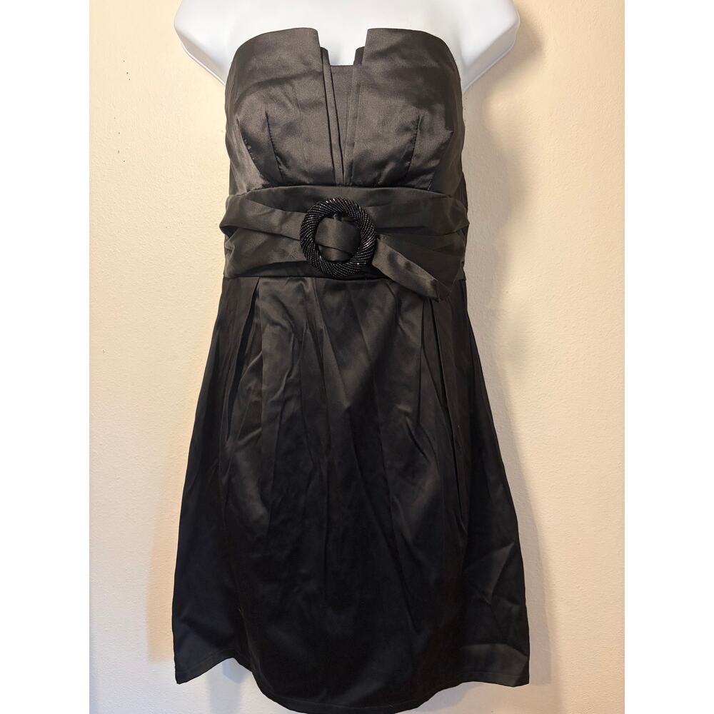 Vintage TRIXXI  Black Strapless Dress with Embellished Buckle Size 7 PROM Party
